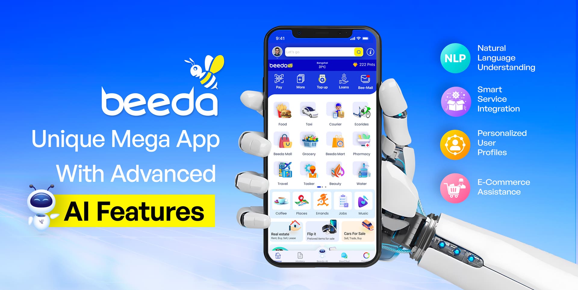 Unique Mega App with Advanced AI Features: Beeda
